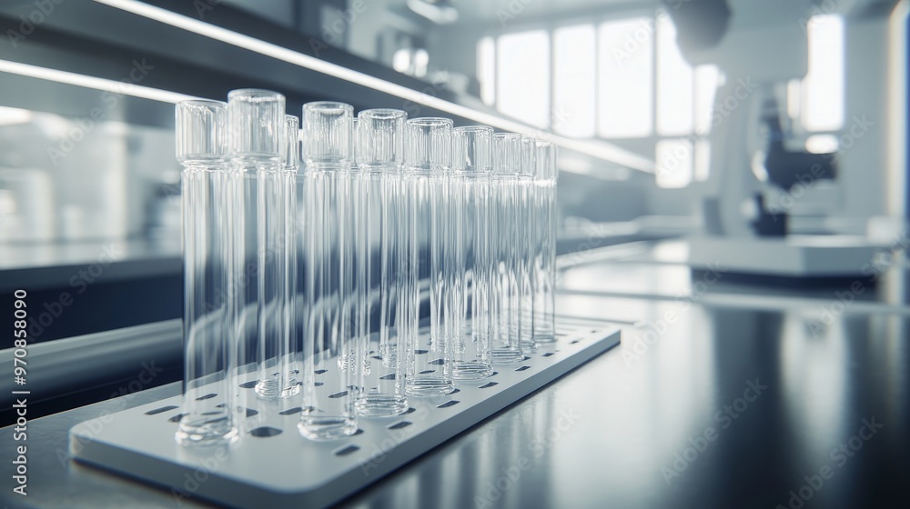 test tubes within a modern, clean lab test tubes within a modern, clean lab