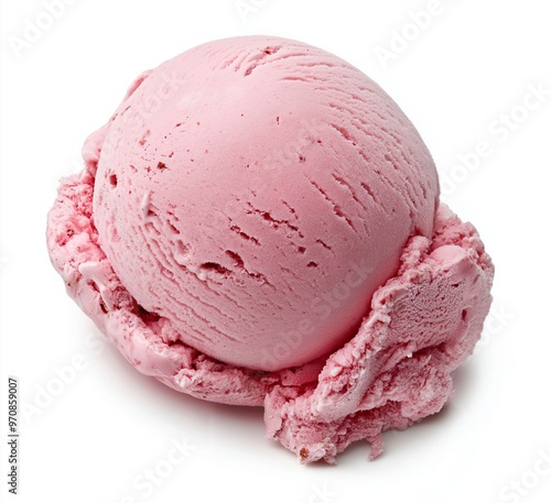 Scoop of pink ice cream isolated on a white background 