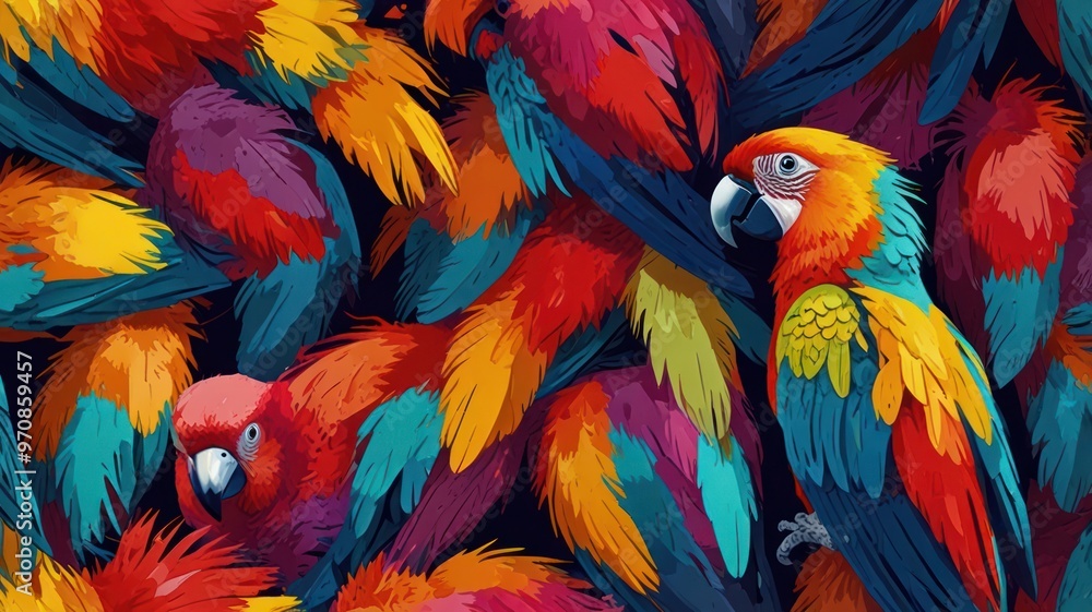 Obraz premium Colorful Macaw Feathers