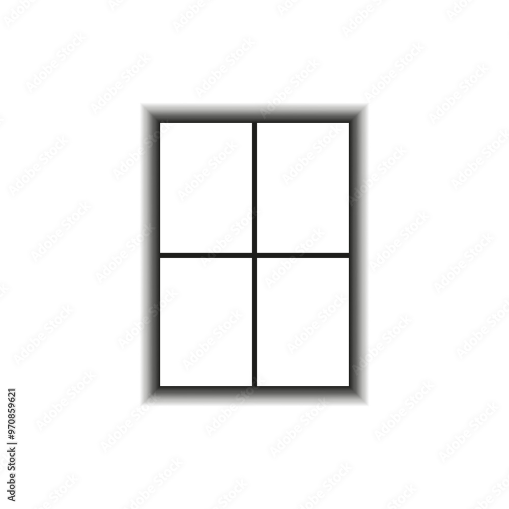 Window icon. Minimalist four-pane design. Black and white graphic. Simple vector element. Window icon. Minimalist four-pane design. Black and white graphic. Simple vector element.