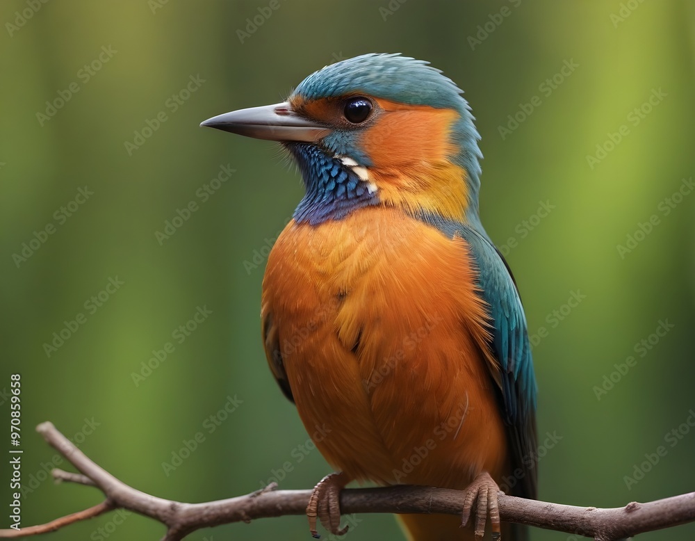 Colorful bird sits on a branch in the forest Colorful bird sits on a branch in the forest