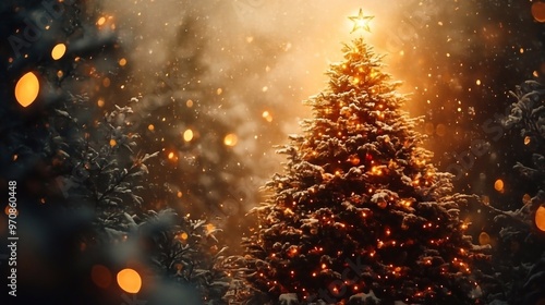 christmas, tree, winter, snow