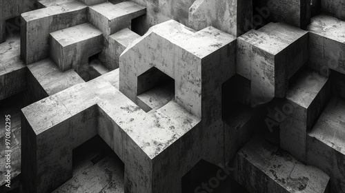Abstract Concrete Structure   Geometric Pattern   3D Rendering