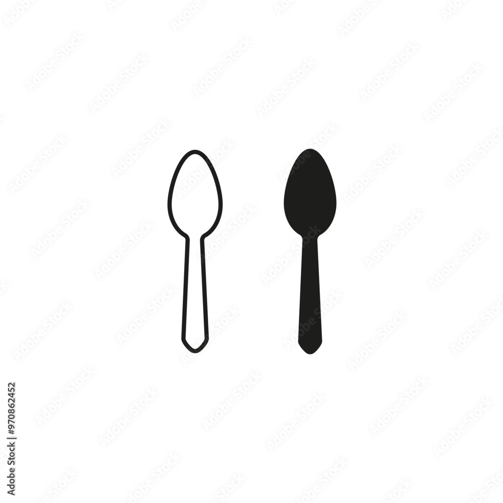 fork and spon icon vector on white background fork and spon icon vector on white background