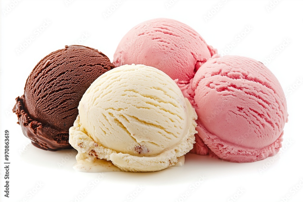 3 scoops of ice cream with chocolate and vanilla flavors 3 scoops of ice cream with chocolate and vanilla flavors