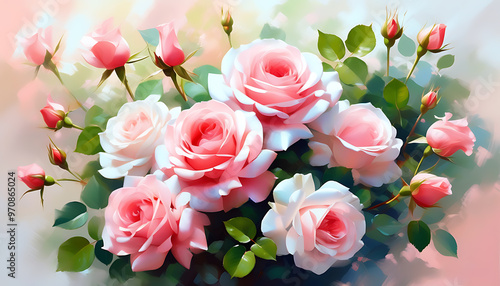 A world of roses, feel the beauty and vitality of nature. photo