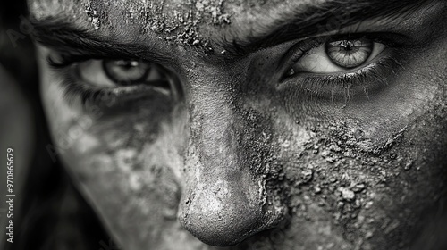 Wallpaper Mural 12. A close-up of a face, the expression frozen in a moment of deep thought, with the intricate details of the skin and eyes captured in sharp contrast Torontodigital.ca