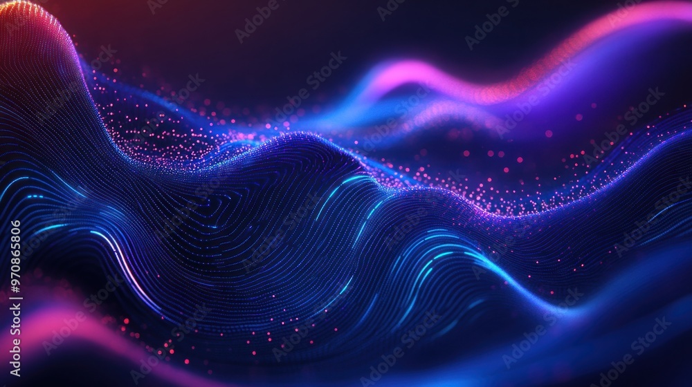Abstract Wavy Lines and Glowing Dots Abstract Wavy Lines and Glowing Dots