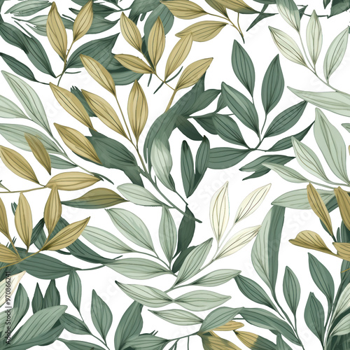 PNG  Green vintage leave pattern plant backgrounds repetition