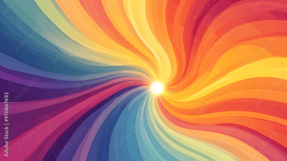 A vibrant abstract painting featuring a radiant sun at the center, surrounded by flowing, wavy lines in warm tones of orange, pink, and yellow. A vibrant abstract painting featuring a radiant sun at the center, surrounded by flowing, wavy lines in warm tones of orange, pink, and yellow.