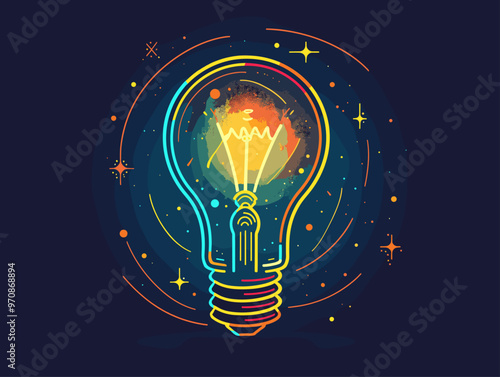 Dazzling Bulb: A Minimalist Illustration Embracing Illumination and Originality