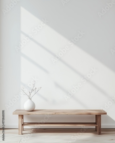 Modern minimalist room interior backdrop, Scandinavian style, 3D render
