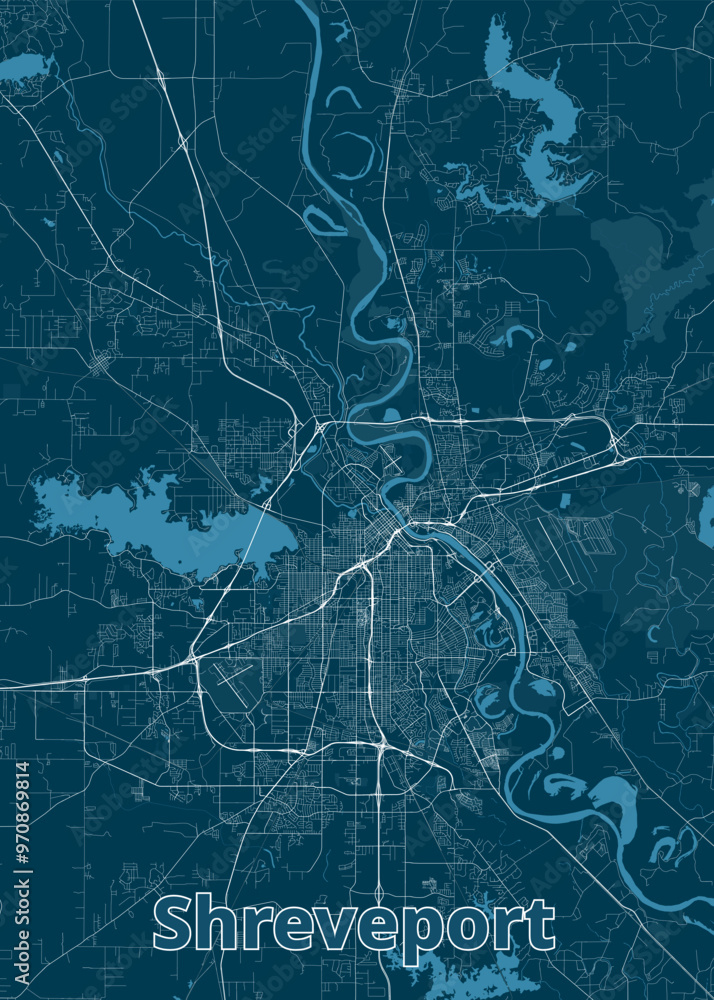 Shreveport, Louisiana, USA artistic blueprint map poster Shreveport, Louisiana, USA artistic blueprint map poster