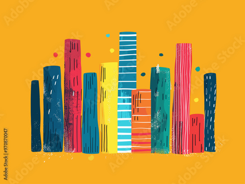 Bar Graph: Simplification of complex numerical data into a visual format, capturing trends and growth with bold, minimalist strokes.
