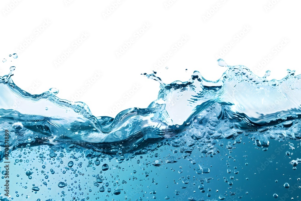 Water background with blue water waves and bubbles on a white background Water background with blue water waves and bubbles on a white background