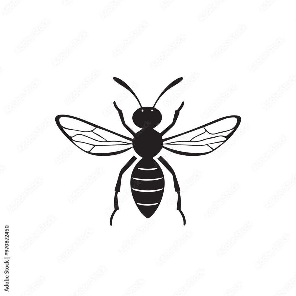Wasp in cartoon, doodle style . Image for t-shirt, web, mobile apps and ui. Isolated 2d vector illustration in logo, icon, sketch style, Eps 10, black and white. AI Generative