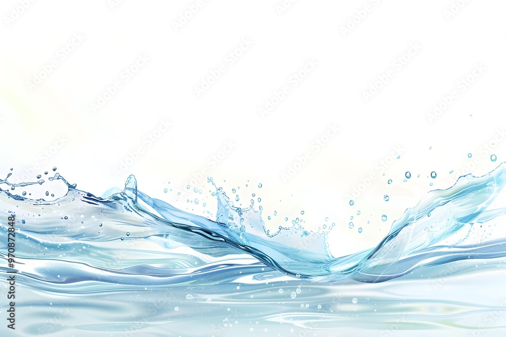 Water wave background, blue water with blurred dots, white space at the top of the image, light and shadow effects, water flow effect Water wave background, blue water with blurred dots, white space at the top of the image, light and shadow effects, water flow effect
