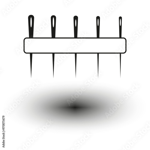 Abstract needle concept. Geometric piercing design. Shadow detail below. Vector sharp elements.