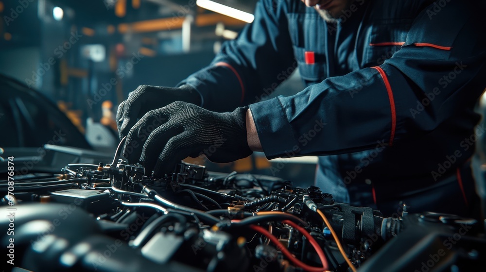 The Mechanic Working on Engine The Mechanic Working on Engine
