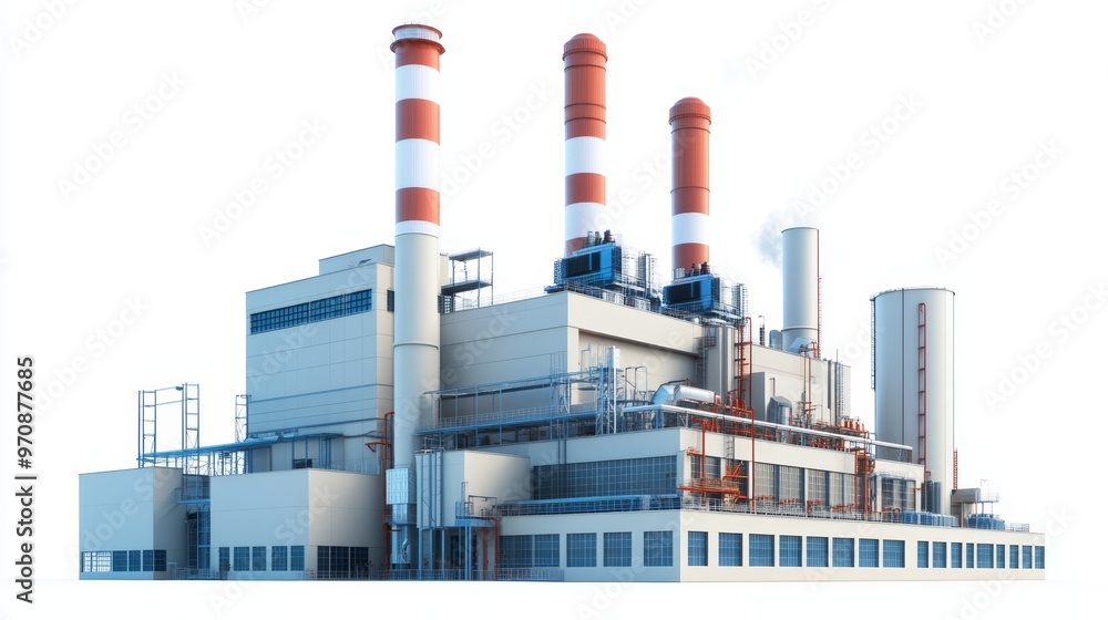 Obraz premium Power plant station building isolated on white background