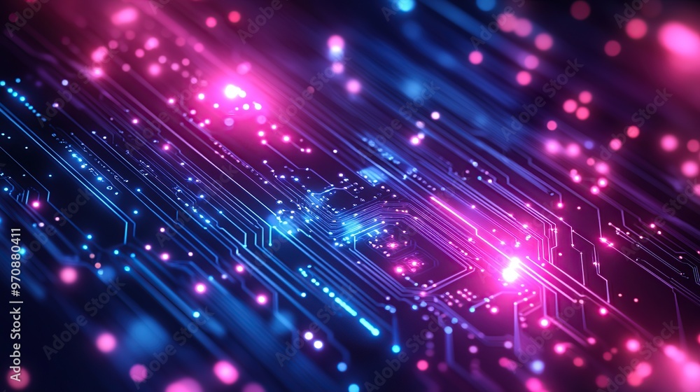 Futuristic abstract background with glowing circuits, neon blue and purple hues, technology-inspired vector design Futuristic abstract background with glowing circuits, neon blue and purple hues, technology-inspired vector design