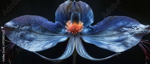 Extraordinary photo of the Black Bat Flower (Tacca Chantrieri), a rare and endangered plant with striking form and dark hues, highlighting the importance of preserving biodiversity