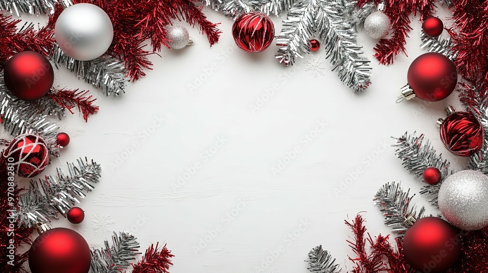 Christmas Ornament Border on White Background Christmas Ornament Border on White Background