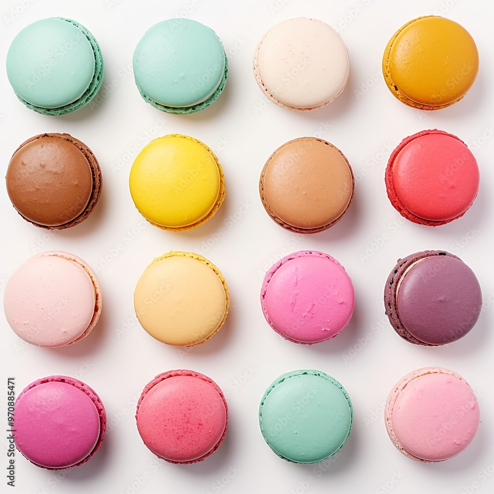Set of colorful macaroons on white background. Set of colorful macaroons on white background.