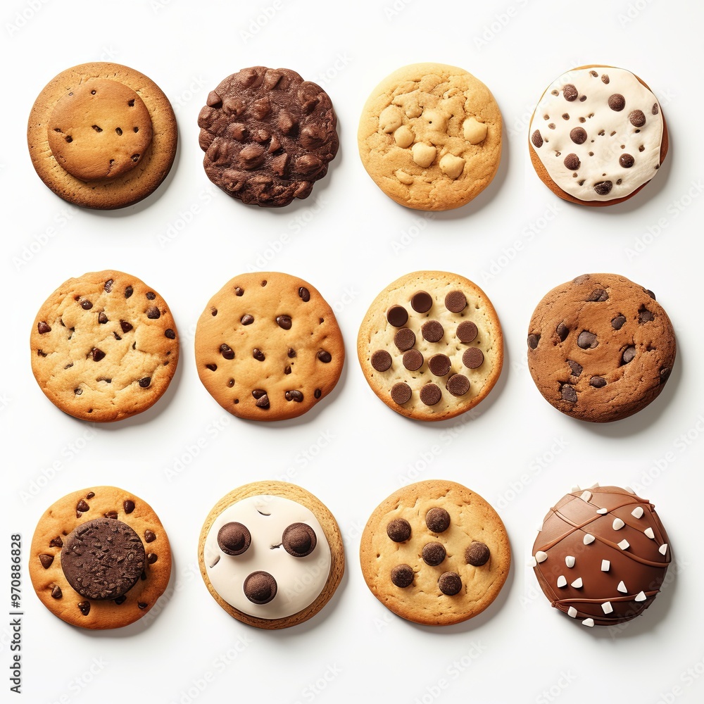 Fototapeta premium Set of cookies on white background.