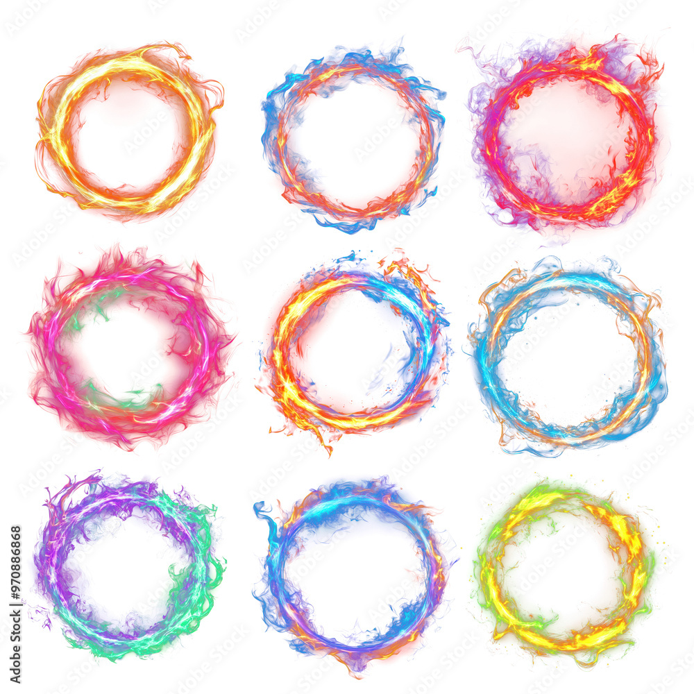 PNG flame ring element set, transparent background PNG flame ring element set, transparent background