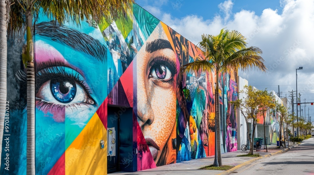 Obraz premium Miami United States of America - November 30 2019: Art Wynwood in Miami USA. Wynwood is a neighborhood in Miami Florida which has a strong art culture presence and murals can be seen everywhere.