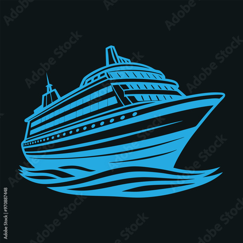 Ocean Liner Vector Design Cruise Ship Silhouette