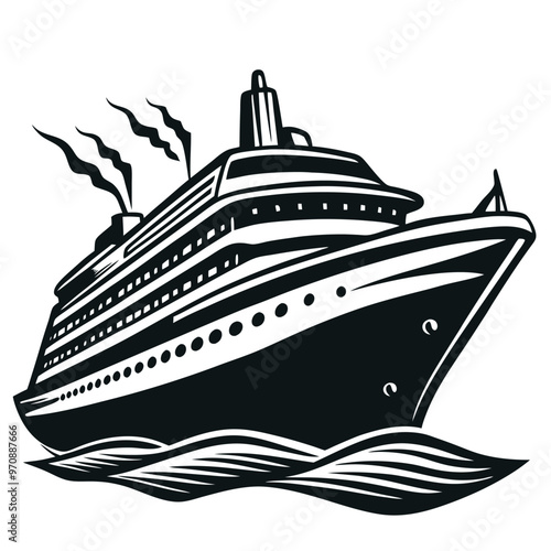 Ocean Liner Vector Design Cruise Ship Silhouette