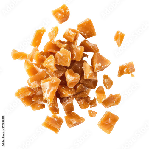 Golden caramel candy pieces