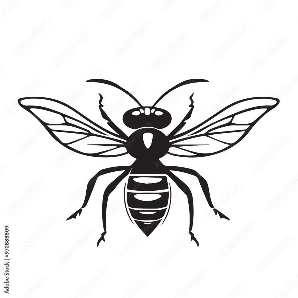 Fototapeta premium Wasp in cartoon, doodle style . Image for t-shirt, web, mobile apps and ui. Isolated 2d vector illustration in logo, icon, sketch style, Eps 10, black and white. AI Generative