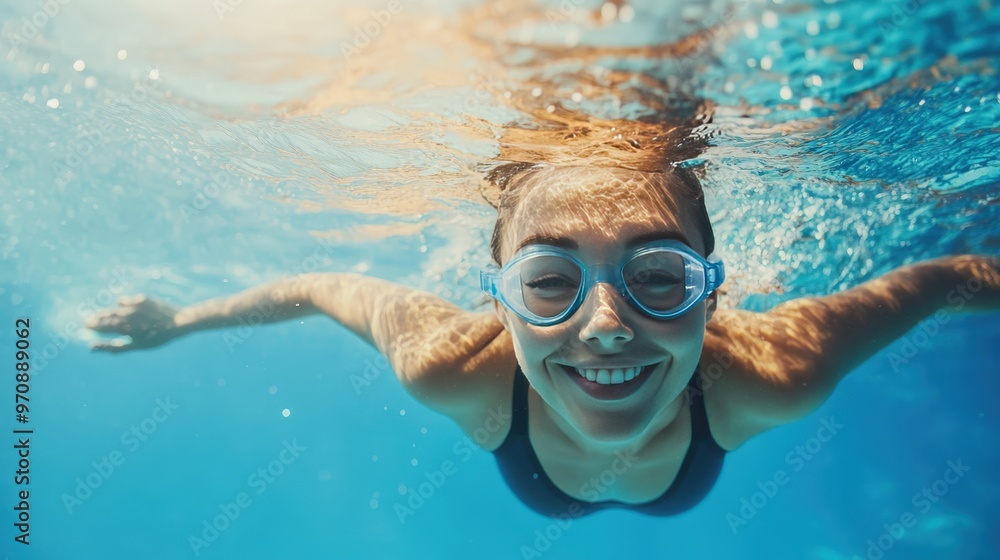 Fototapeta premium Discover the benefits of swimming for full-body fitness.