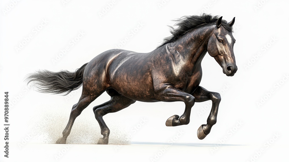 Obraz premium Horse clipart, element, 3D illustration, realistic, isolated on white background