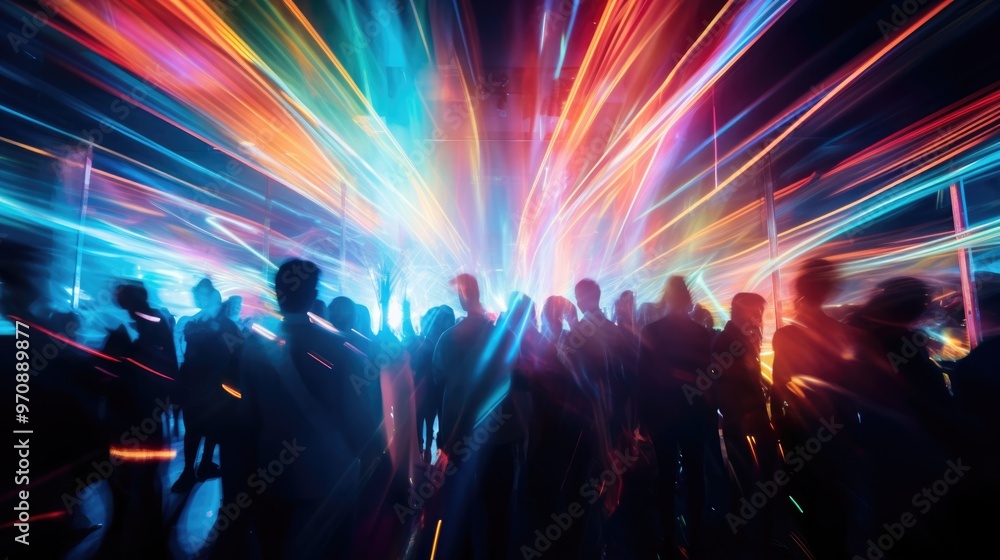 colorful blurred shining background people at party colorful blurred shining background people at party
