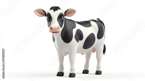 Cow clipart, element, 3D illustration, realistic, isolated on white background