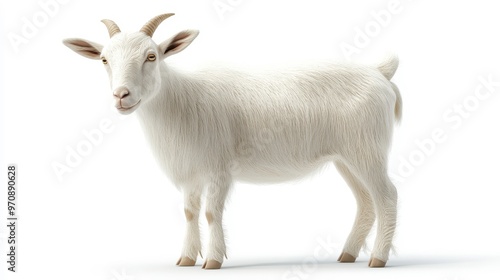 Goat clipart, element, 3D illustration, realistic, isolated on white background