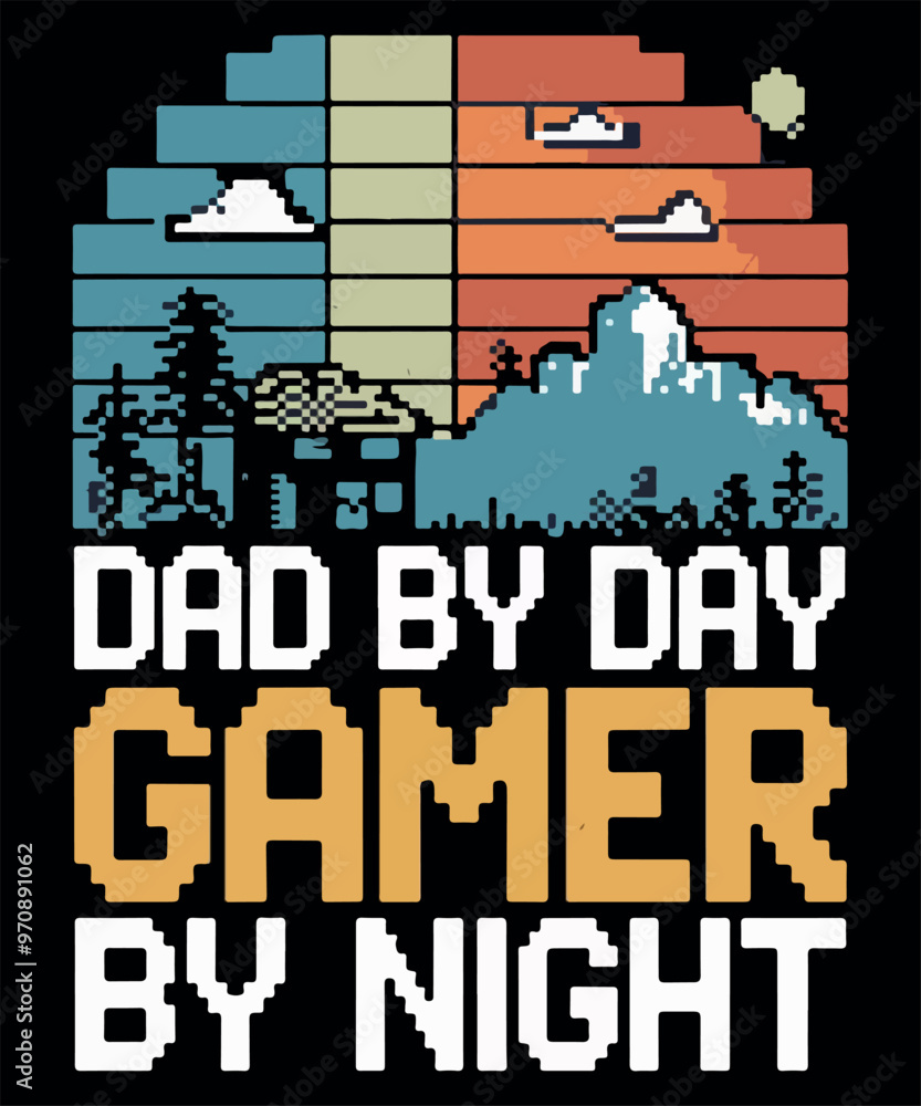 Obraz premium Dad by Day Gamer by Night T-Shirt Design