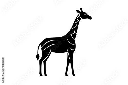 Giraffe logo icon, simple vector art style, silhouette black vector art illustration