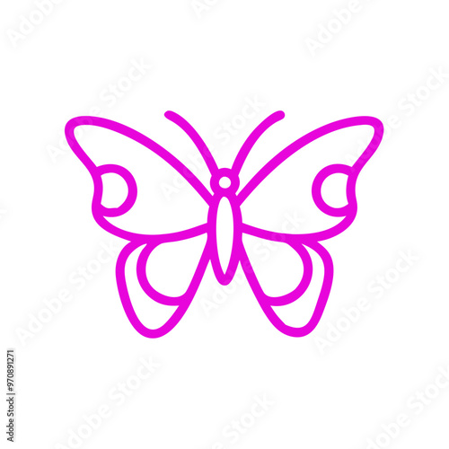 Ethereal butterfly icon in vibrant pink color, delicate illustration 
