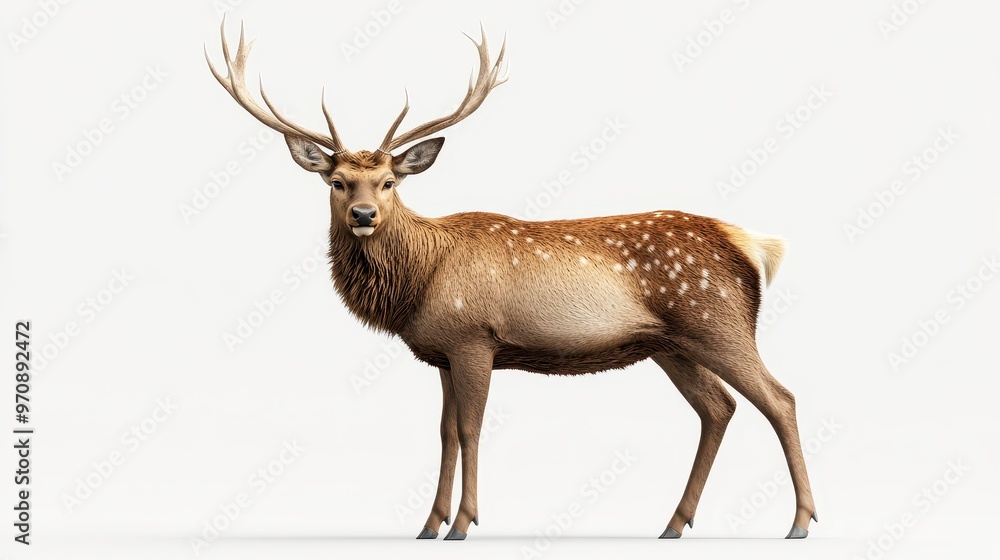 Fototapeta premium Deer clipart, element, 3D illustration, realistic, isolated on white background