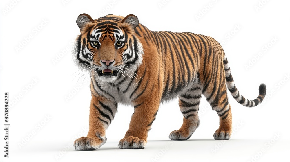 Obraz premium Tiger clipart, element, 3D illustration, realistic, isolated on white background