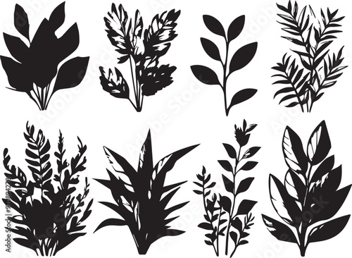 Set plants. Hand drawn vector illustration