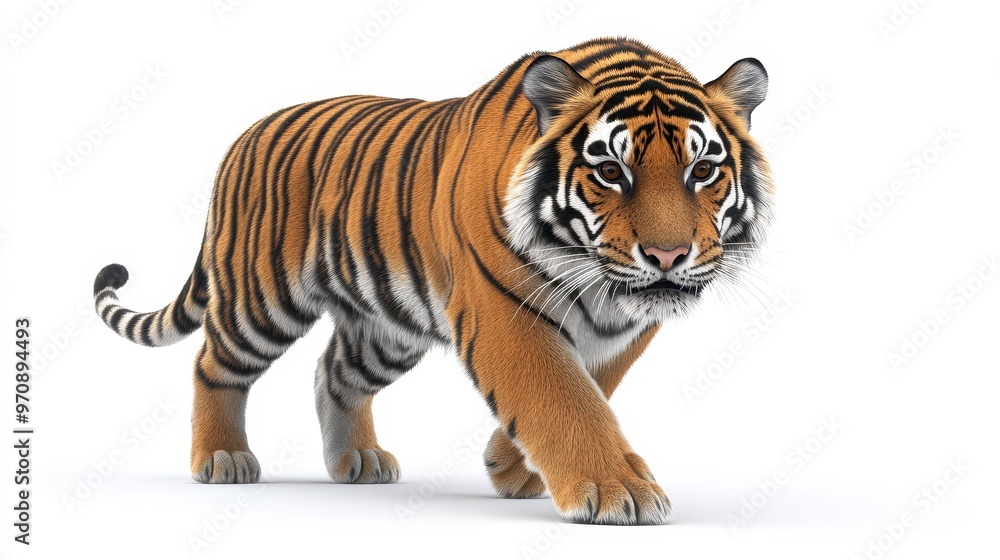 Naklejka premium Tiger clipart, element, 3D illustration, realistic, isolated on white background
