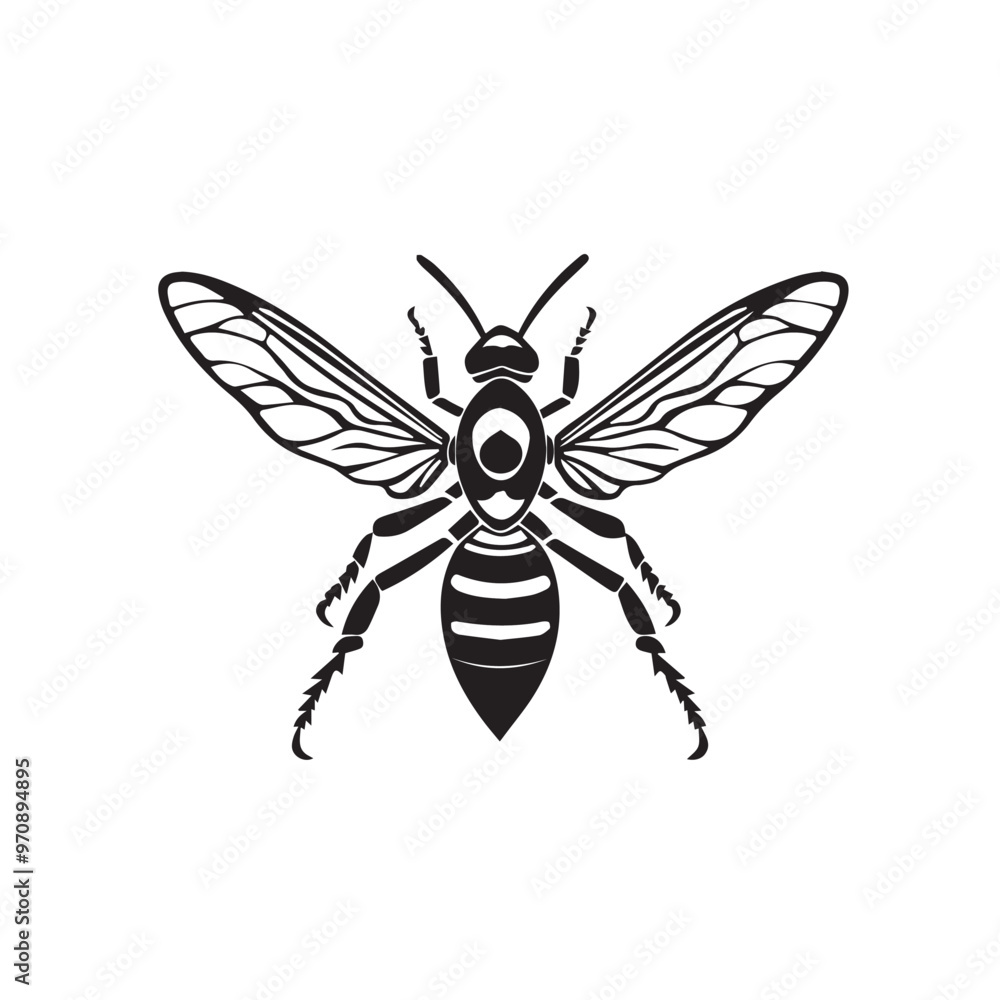Fototapeta premium Wasp in cartoon, doodle style . Image for t-shirt, web, mobile apps and ui. Isolated 2d vector illustration in logo, icon, sketch style, Eps 10, black and white. AI Generative