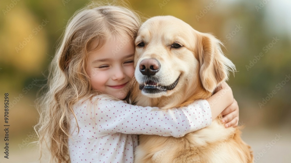 Innocent and pure hearted child embracing their beloved pet dog in a heartwarming display of affection capturing the deep bond and unbreakable friendship between human and animal Innocent and pure hearted child embracing their beloved pet dog in a heartwarming display of affection capturing the deep bond and unbreakable friendship between human and animal