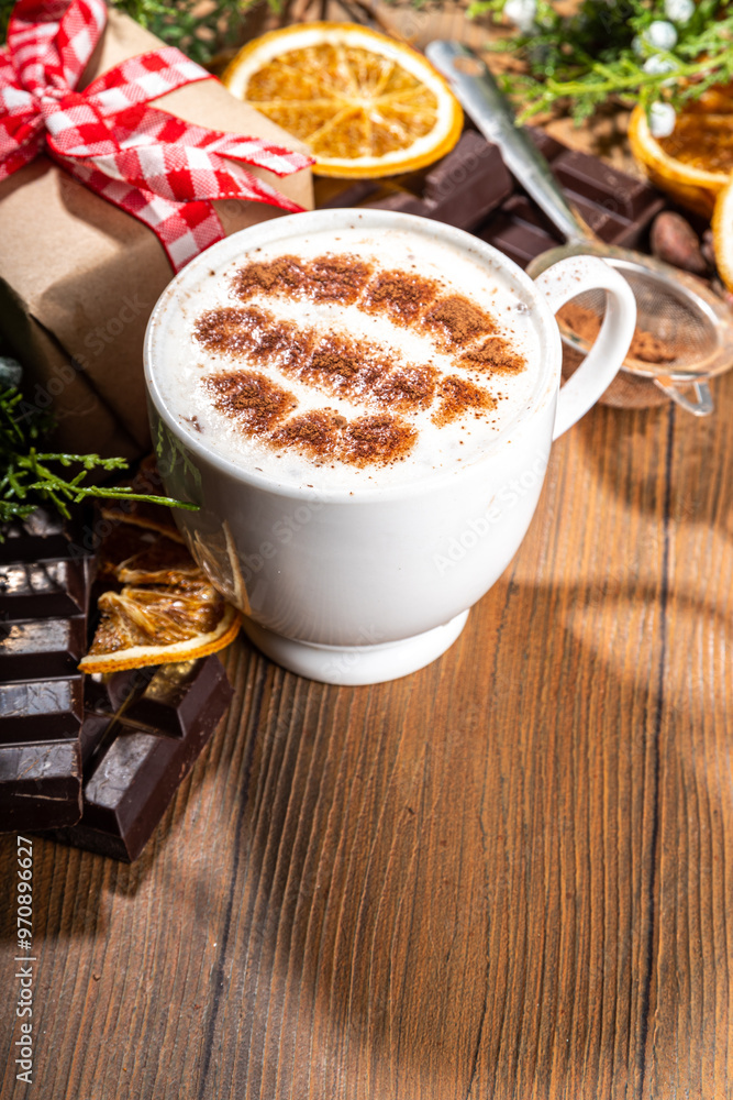 Merry christmas drawing on latte Merry christmas drawing on latte